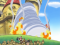 King Dedede orders the cocoon burned in front of the gathered Cappies.