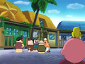 Kirby and Tokkori overhear the Cappies' conversation about Dyna Blade's unrest.