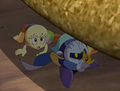 Meta Knight saves Tiff from getting stepped on.