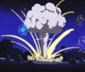 King Dedede's float explodes in a mushroom cloud.
