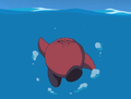 Kirby fails to hold his breath underwater.