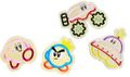 Sewn patches of characters and forms based on Kirby's Epic Yarn. The first set consists of Kirby, and Prince Fluff; while the second set consists of Off-Roader, and Saucer. Exclusive to Nintendo Club members, each set costs 350 Coins.