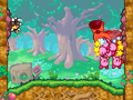 The Kirbys attacking Moley in Kirby Mass Attack
