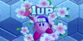 Main Mode credits picture from Kirby's Return to Dream Land, featuring Ninja Kirby getting a 1-Up