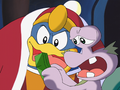 Escargoon shows King Dedede the bill from all the food the Scarfies ate.