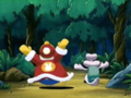 King Dedede and Escargoon fleeing the Eastern Forest