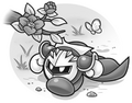 Illustration of Meta Knight and Papi journeying from Kirby: Meta Knight and the Knight of Yomi