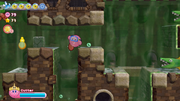 Kirby navigates a deep underwater tunnel network.