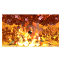 Guest Star ???? Star Allies Go! credits picture from Kirby Star Allies, featuring Burning Leo and co. roasting Yggy Woods