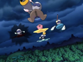 Kirby faces off against the Air Riders sent after him.