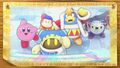 The remastered opening cutscene, showing all four principal playable characters alongside Magolor