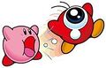 Kirby inhaling a Waddle Doo