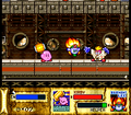 Burnin' Leo helps Kirby battle Jukid in Kirby Super Star
