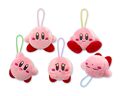 Five small plush Kirby pendants