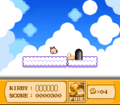 Kirby gets blasted to a cloud with a 1-Up on it.