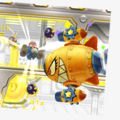 Credits picture of Kirby fighting Core Kabula from Kirby: Planet Robobot