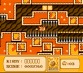 Kirby shoots across a spiky hall using FireBall.