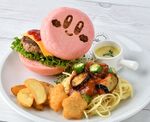 Kirby Cafe Kirby hamburger and pasta with seasonal vegetables and meat sauce plate.jpg