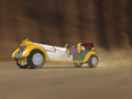 Screenshot of King Dedede and Escargoon driving the Royal Racecar in The Kirby Derby - Part I
