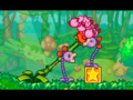 The Kirbys crashing onto two Puku Snoozroots using a Spire Vine in Green Grounds - Stage 2