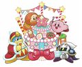 Kirby 25th anniversary illustration by Mikamaru, with Meta Knight holding plates