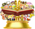 Statue representing the highest-level collection (3,000+ badges), featuring several Kirby badges.