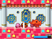 In Kirby Super Star Ultra, Kirby and Simirror are battling Phan Phan in The Revenge.