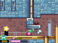 Spark Kirby makes his way through the area filled with Shotzos