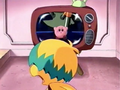 Tuff sees Kirby being chased by Garnie on the T.V.