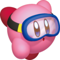 Artwork of Kirby swimming underwater in Kirby's Return to Dream Land.