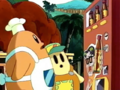 Chef Kawasaki and Gangu discover the Pump-Up D vending machine in Cappy Town.