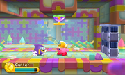 Kirby faces down the Moonja at the start of the stage.