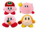 Big Kirby and Waddle Dee plushies from the "Kirby Pupupu Vegetables" merchandise line, featuring Kirby with a Maxim Tomato hat