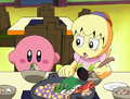 Kirby enjoys the food, though nobody else did.