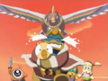 King Dedede runs from Dyna Blade and cries in joy when he sees his Waddle Dees returning.