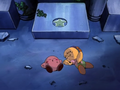 Kirby and Tiff recover inside Kabu's sanctuary.