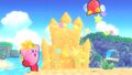 Sand Kirby using the sand castle attack