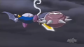 Meta Knight is taken out when Captain Stitch is launched at him.