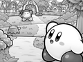 Illustration of Bandana Waddle Dee and Kirby waving goodbye from Kirby Clash Team Unite!