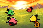 Four Kirbys in multiplayer mode.