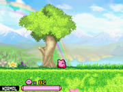 Kirby running at the very start of the stage