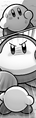 Kirby face-to-face with Colossal Waddle Dee