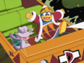 King Dedede and Escargoon cut in line to hop onto the tour boat.