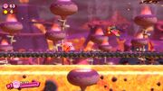 Crossing a bridge over a lava pit
