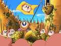 The spear-wielding Waddle Dees being led by Captain Waddle Doo in a revolution in Hunger Struck