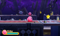 Kirby wanders his way through the spooky halls.