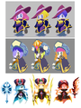 Various concept arts of The Three Mage-Sisters
