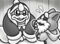 The Woodkeeper warns Dedede about the Gloomy Woods.