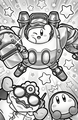 Kirby's Copy Ability power transforms the mech into a shape-shifting copy robot