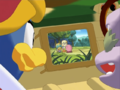 King Dedede and Escargoon watch the kids enter the forest using their spy camera.